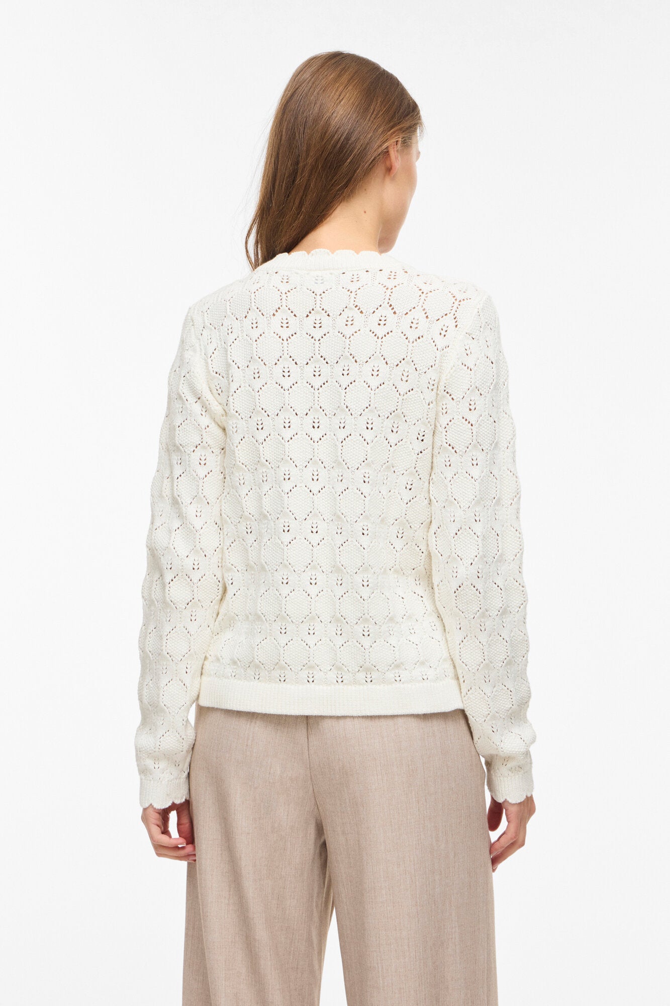 Vilowen Pointelle striktrøje - Cloud Dancer